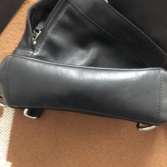 Coach Black Leather and Mesh Metropolitan Sling Backpack